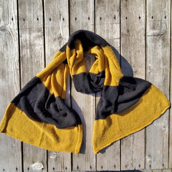Fratelli Talli Black Golden Yellow Striped Scarf - Picture 5 of 6